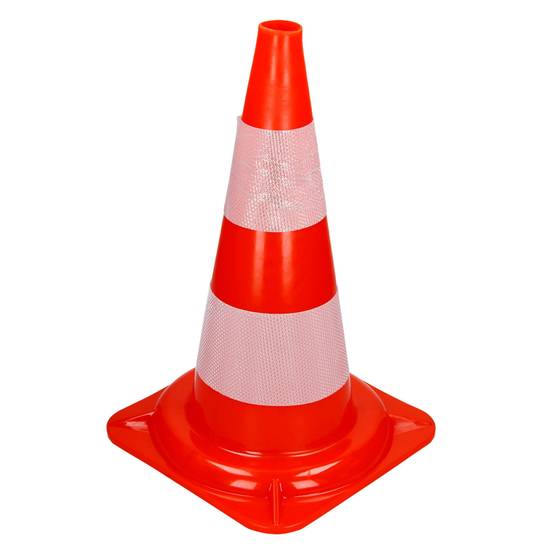 Cône de signalisation pylône 47 cm orange blanc plot avec double bande réfléchissante flexible empilable sécurité routière avertissement de parking - Image 1