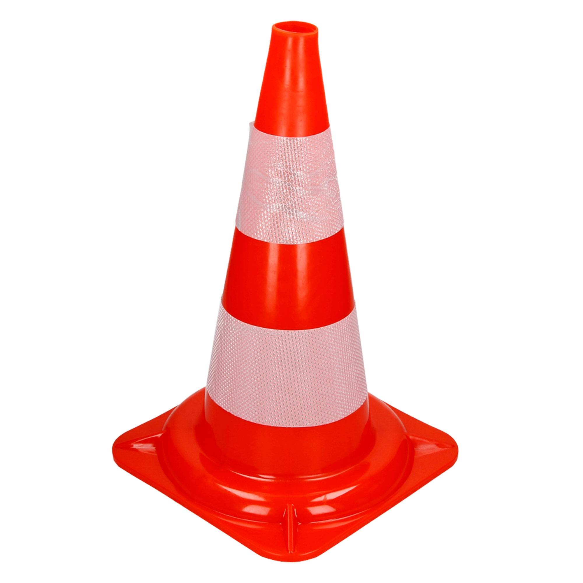 Cône de signalisation pylône 47 cm orange blanc plot avec double bande réfléchissante flexible empilable sécurité routière avertissement de parking - Image 1