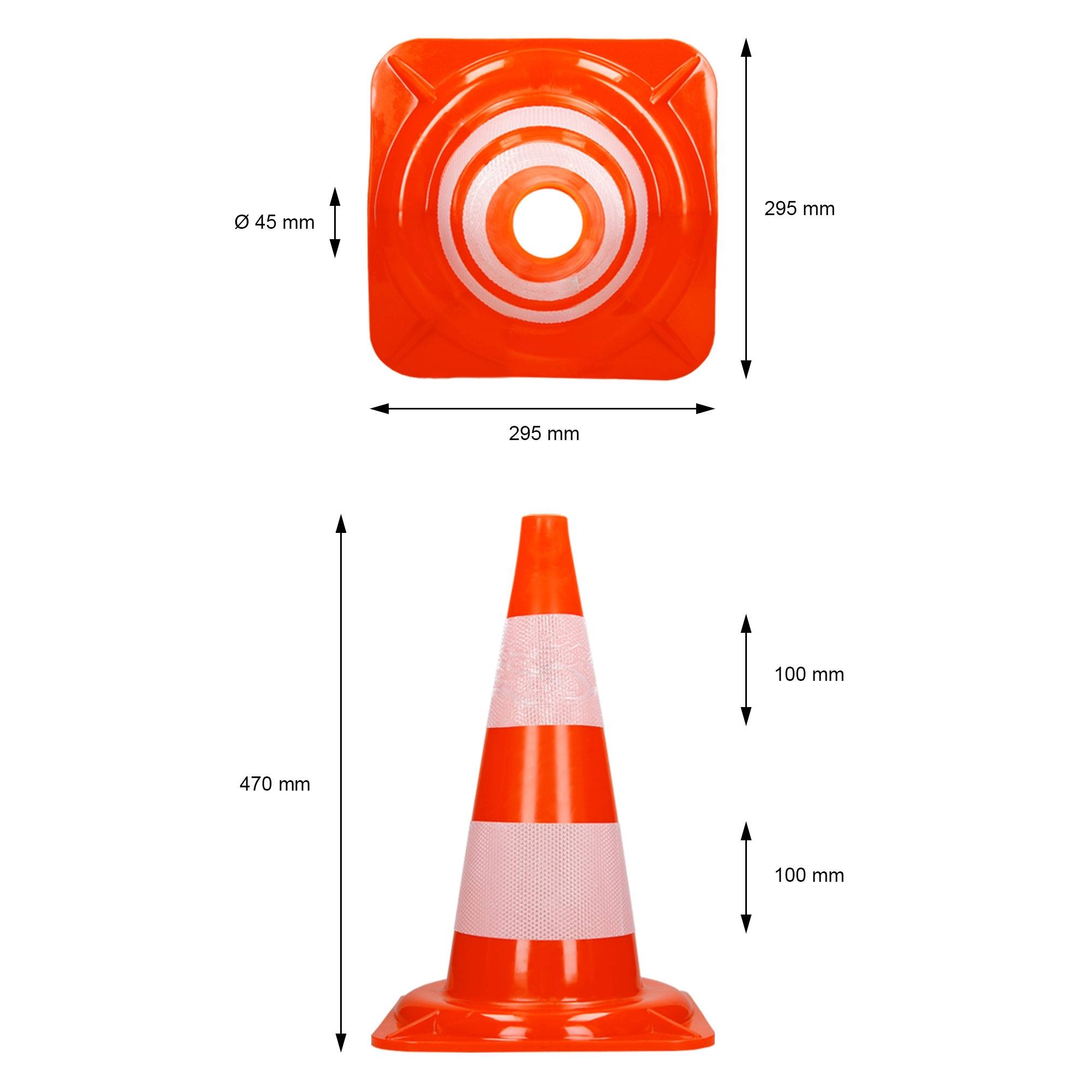 Cône de signalisation pylône 47 cm orange blanc plot avec double bande réfléchissante flexible empilable sécurité routière avertissement de parking - Image 5