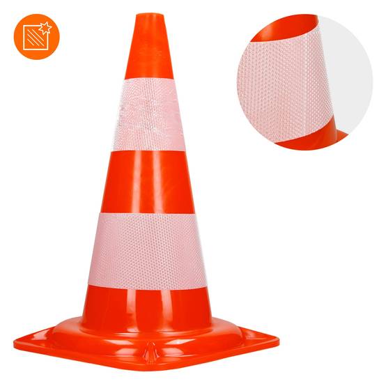 Cône de signalisation pylône 47 cm orange blanc plot avec double bande réfléchissante flexible empilable sécurité routière avertissement de parking - Image 4
