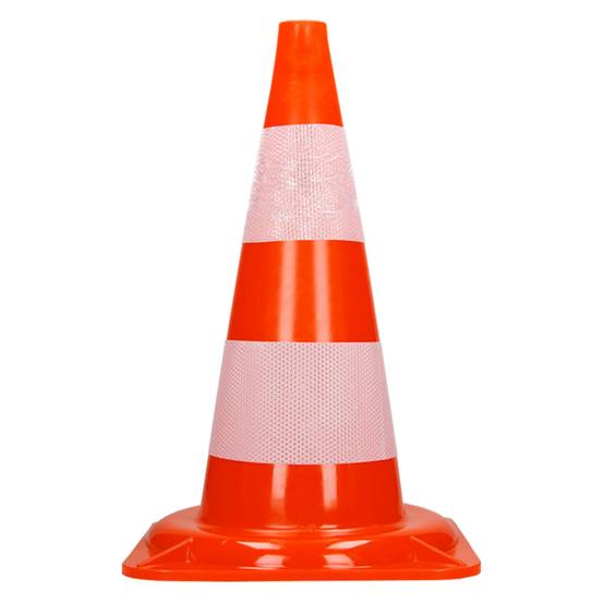Cône de signalisation pylône 47 cm orange blanc plot avec double bande réfléchissante flexible empilable sécurité routière avertissement de parking - Image 2