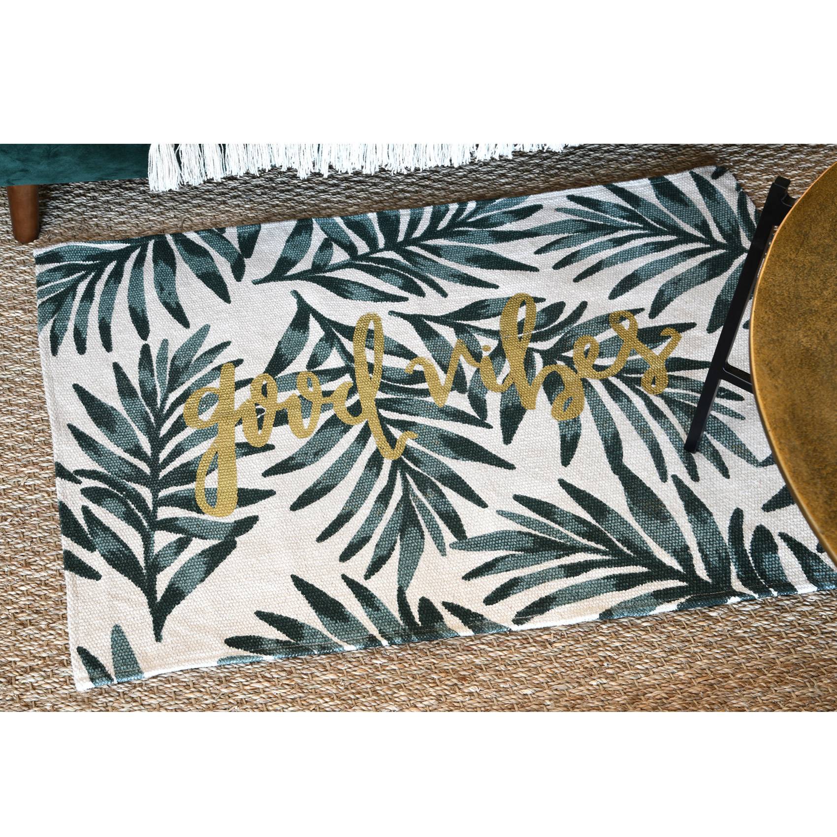 Lovely Casa - Tapis déco esprit feuillage - LOVELY CASA - Coton - Ecru - Imagen 2
