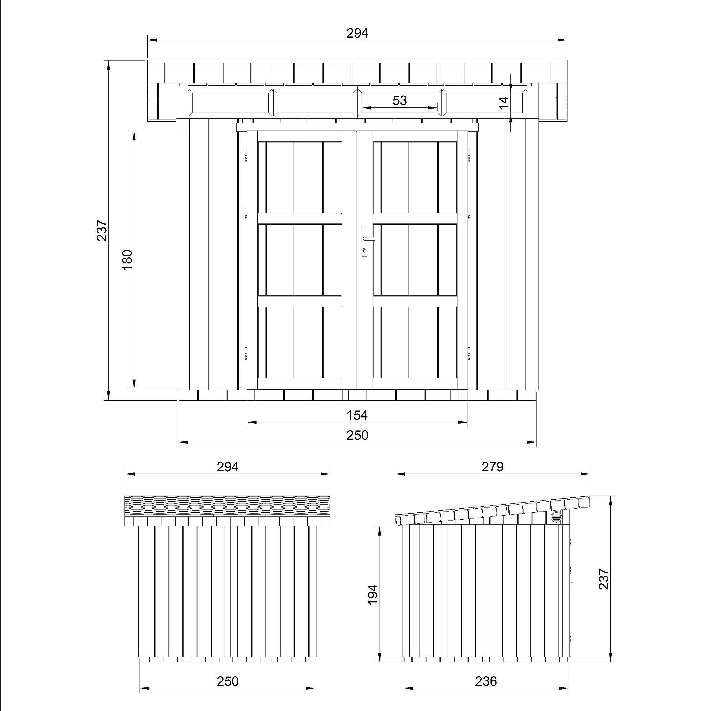 Timbela - Abri de jardin 6 m² - sans plancher L294xL279xH237cm - M903AB TIMBELA - Imagen 4