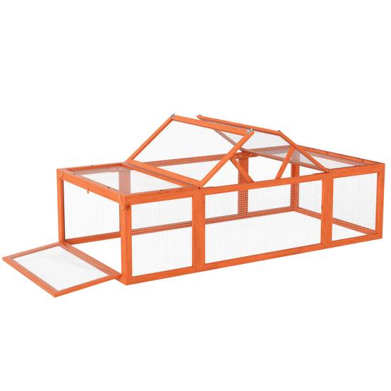 Enclos lapin extérieur bois massif espace jeu XXL toit ouvrable 180x90x48cm naturel jaune - ComfortXL Outdoor Living - Image 1