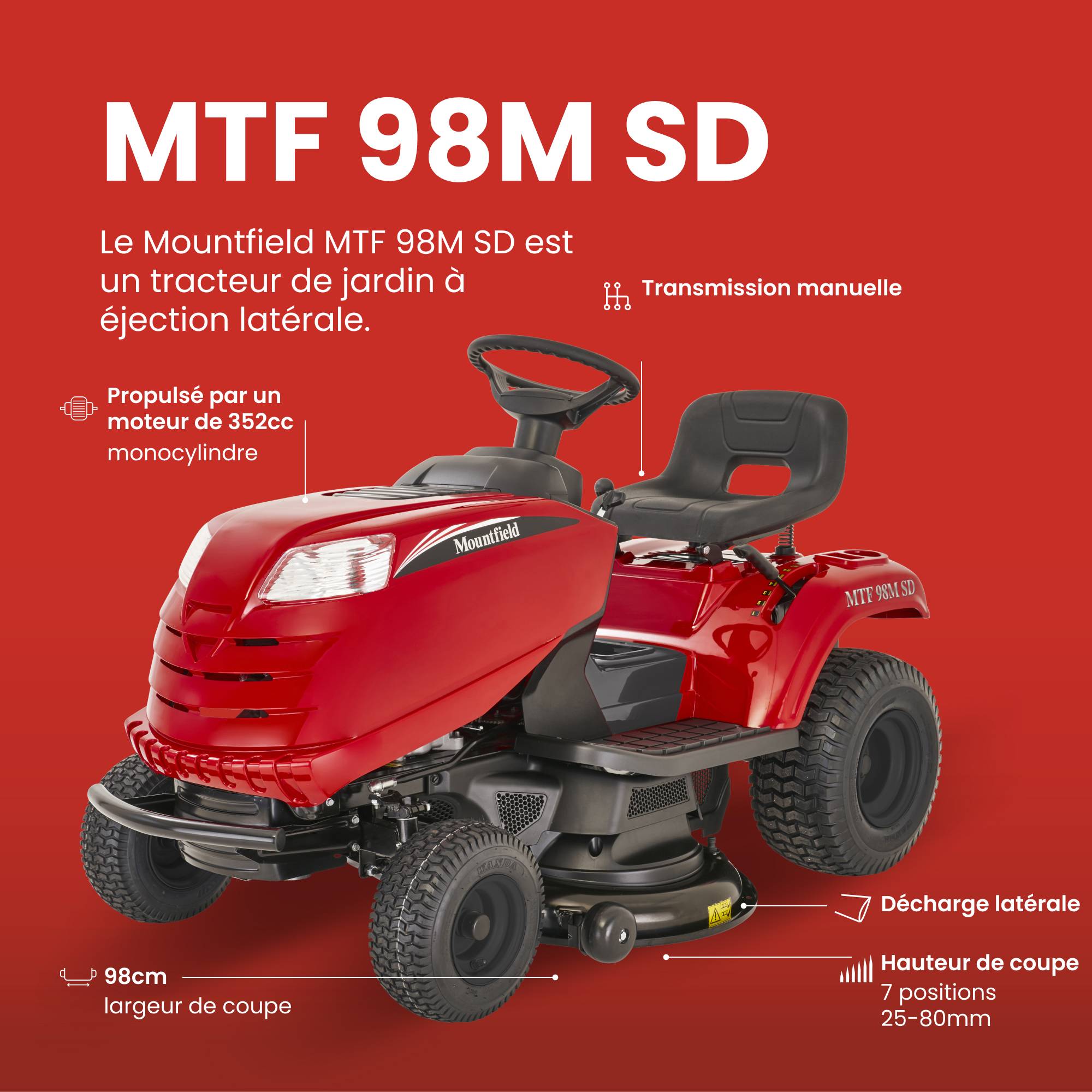 Tracteur tondeuse Mountfield MTF 98M SD – 98 cm, éjection latérale STIGA - Image 6