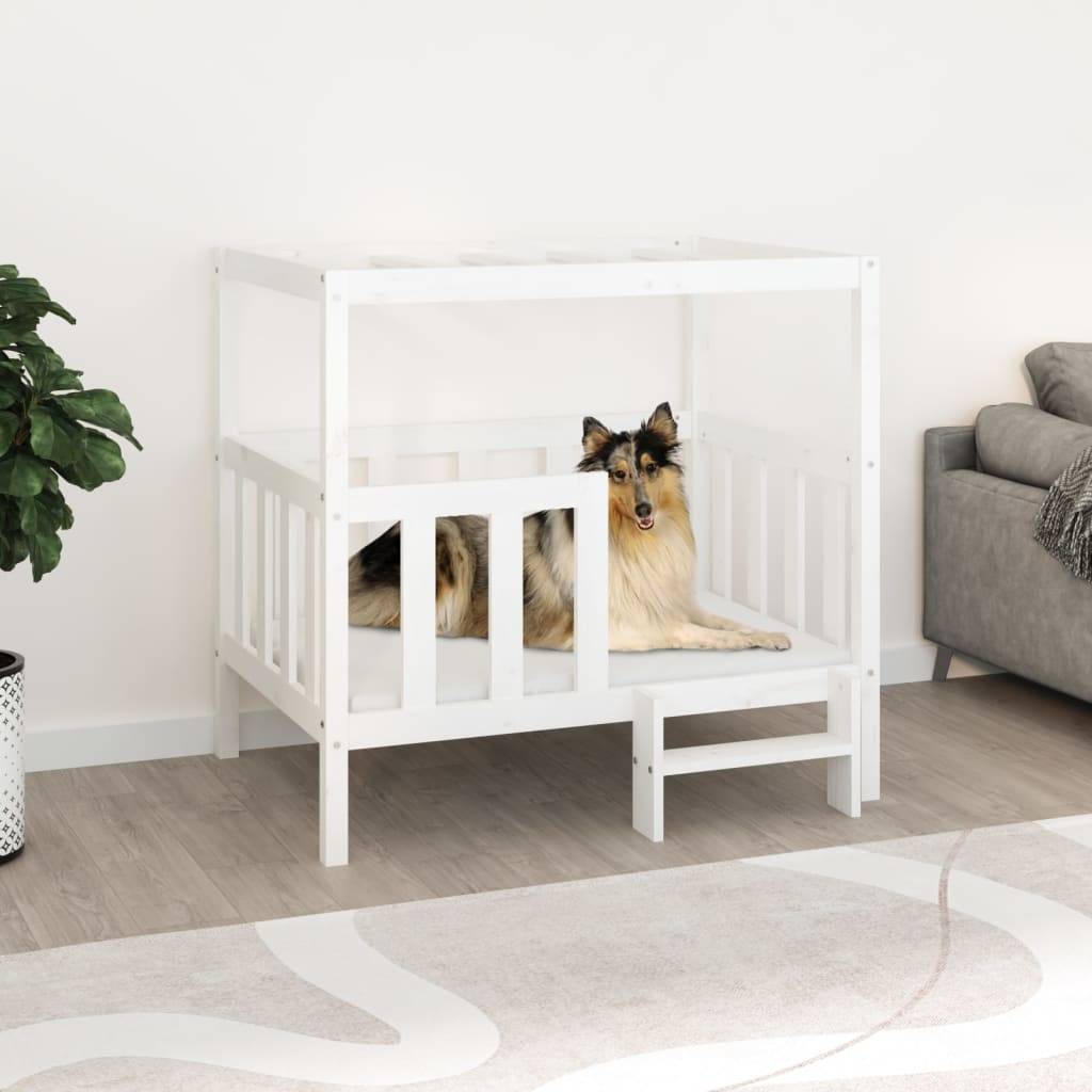 Vidaxl - Lit pour chien Blanc 105,5x83,5x100 cm Bois de pin solide vidaXL 822388 - Imagen 1