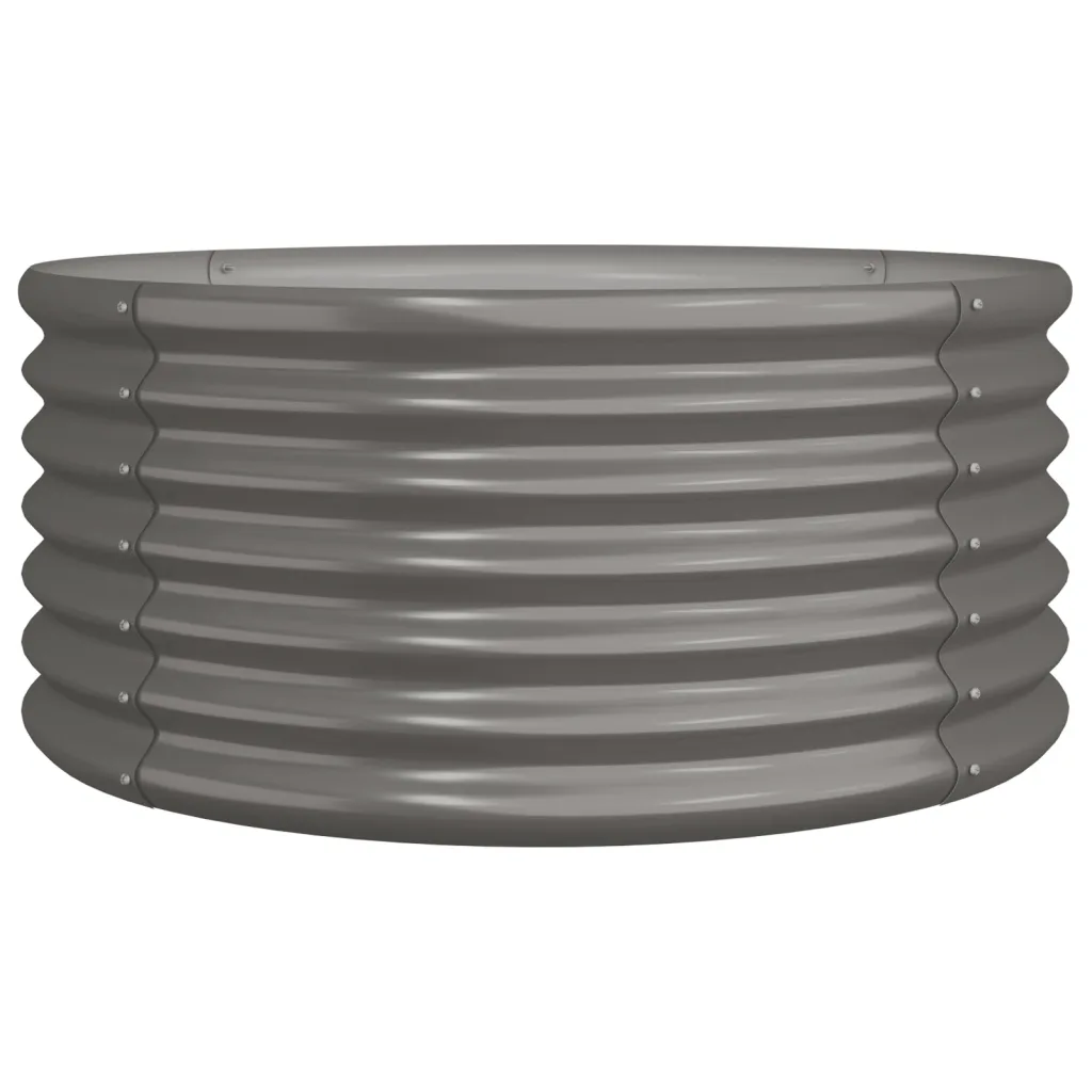 Helloshop26 - Jardinière ronde de jardin acier galvanisé extérieure 80 x 80 x 36 cm très robuste finition mate en acier gris - Image 1