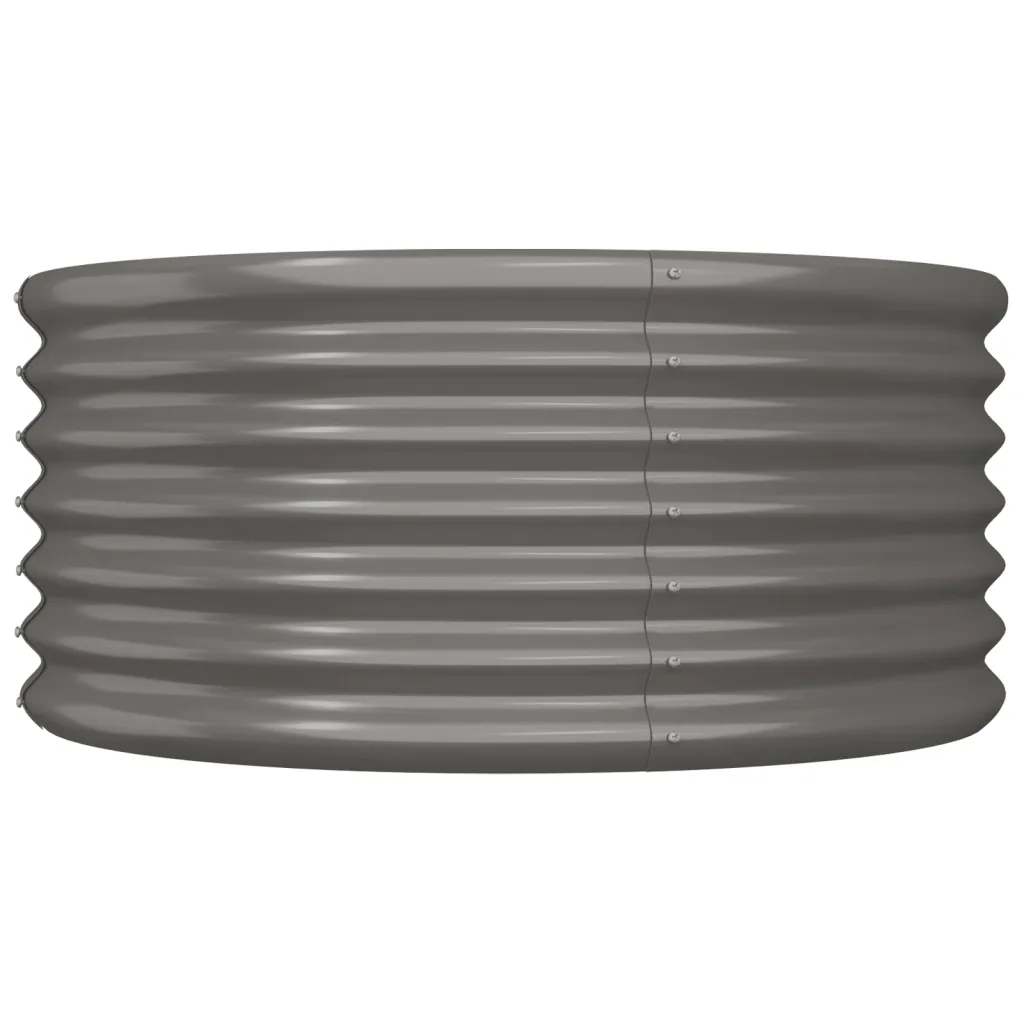 Helloshop26 - Jardinière ronde de jardin acier galvanisé extérieure 80 x 80 x 36 cm très robuste finition mate en acier gris - Image 2