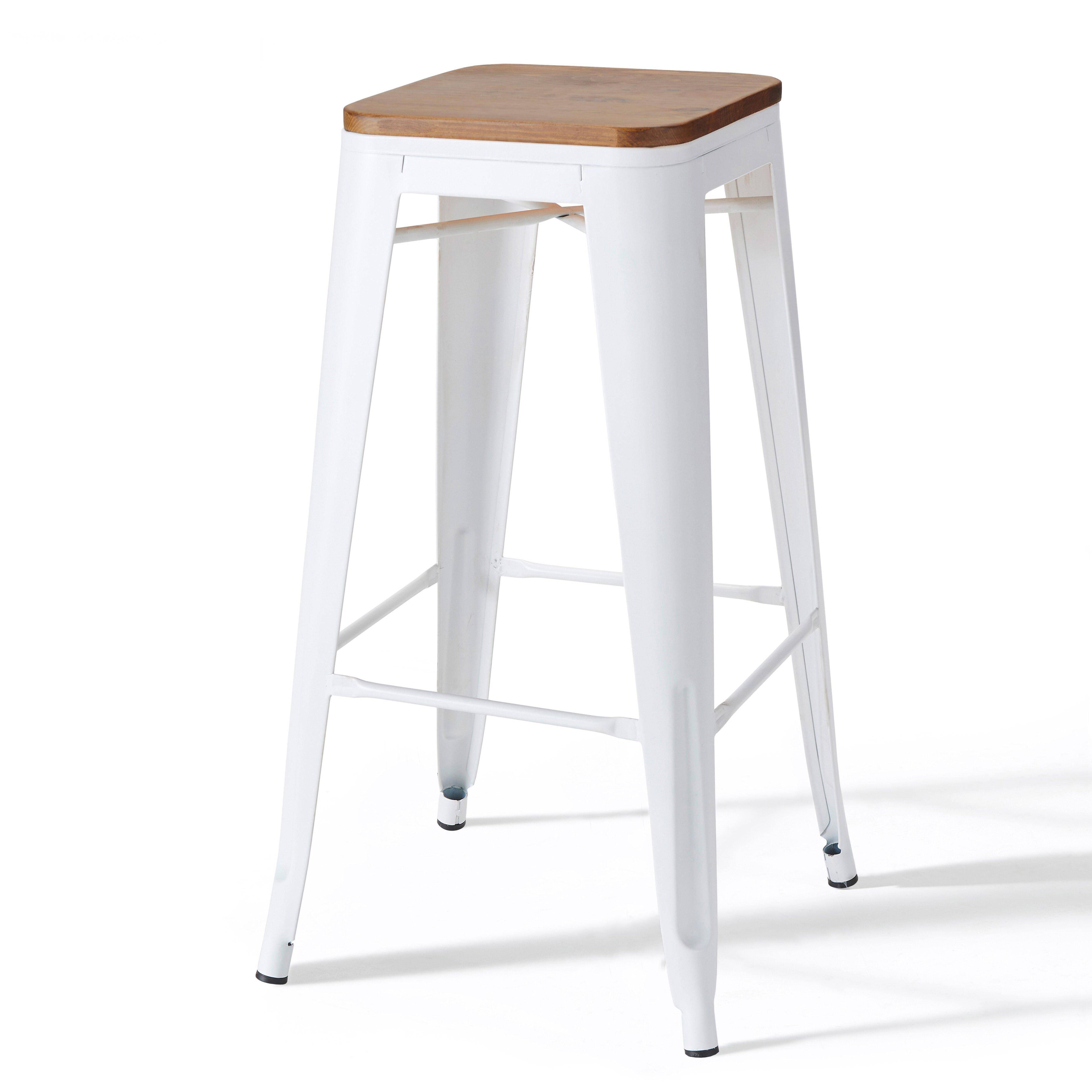 Oviala - Lot de 4 tabourets de bar en acier blanc Indus - Oviala - Image 2