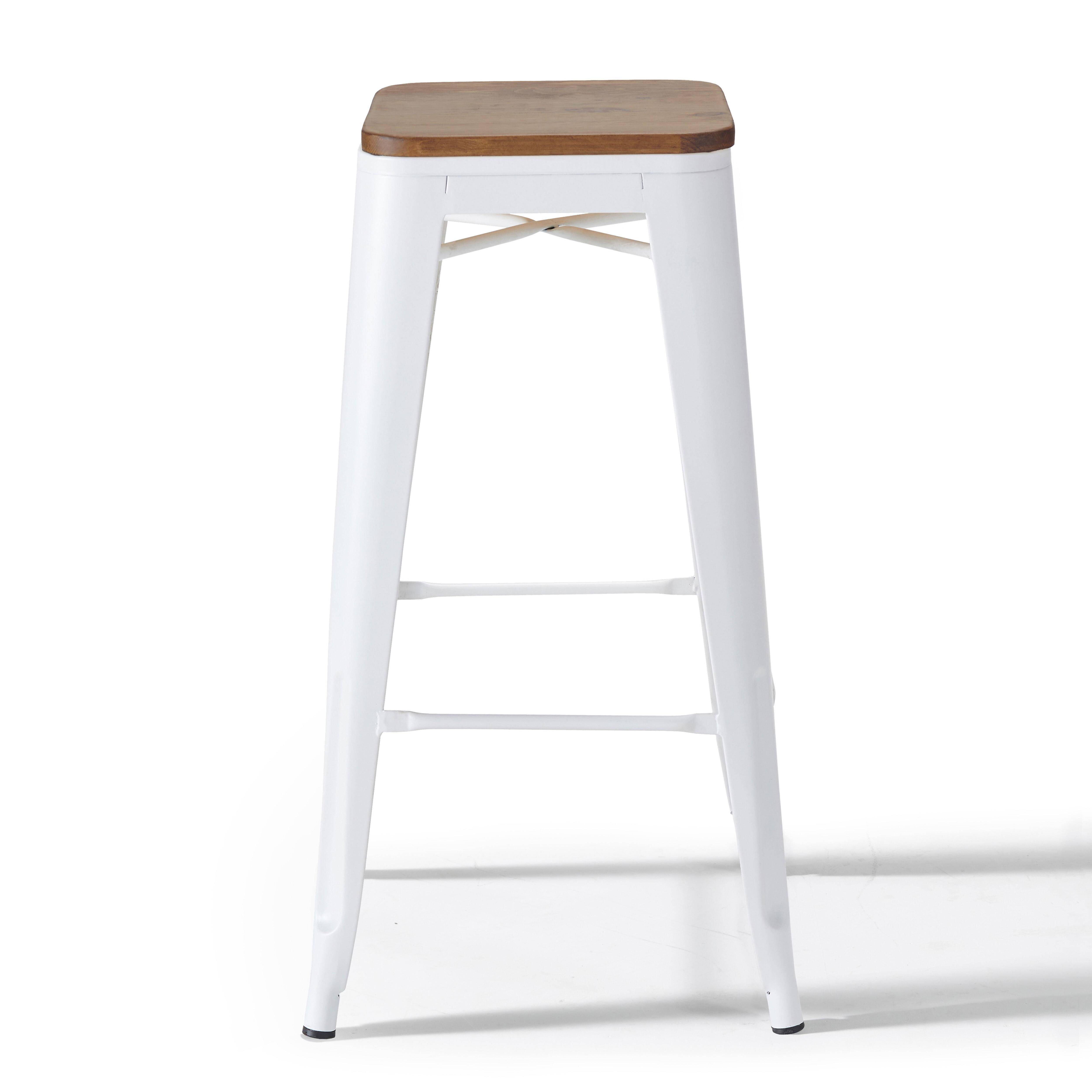 Oviala - Lot de 4 tabourets de bar en acier blanc Indus - Oviala - Image 4