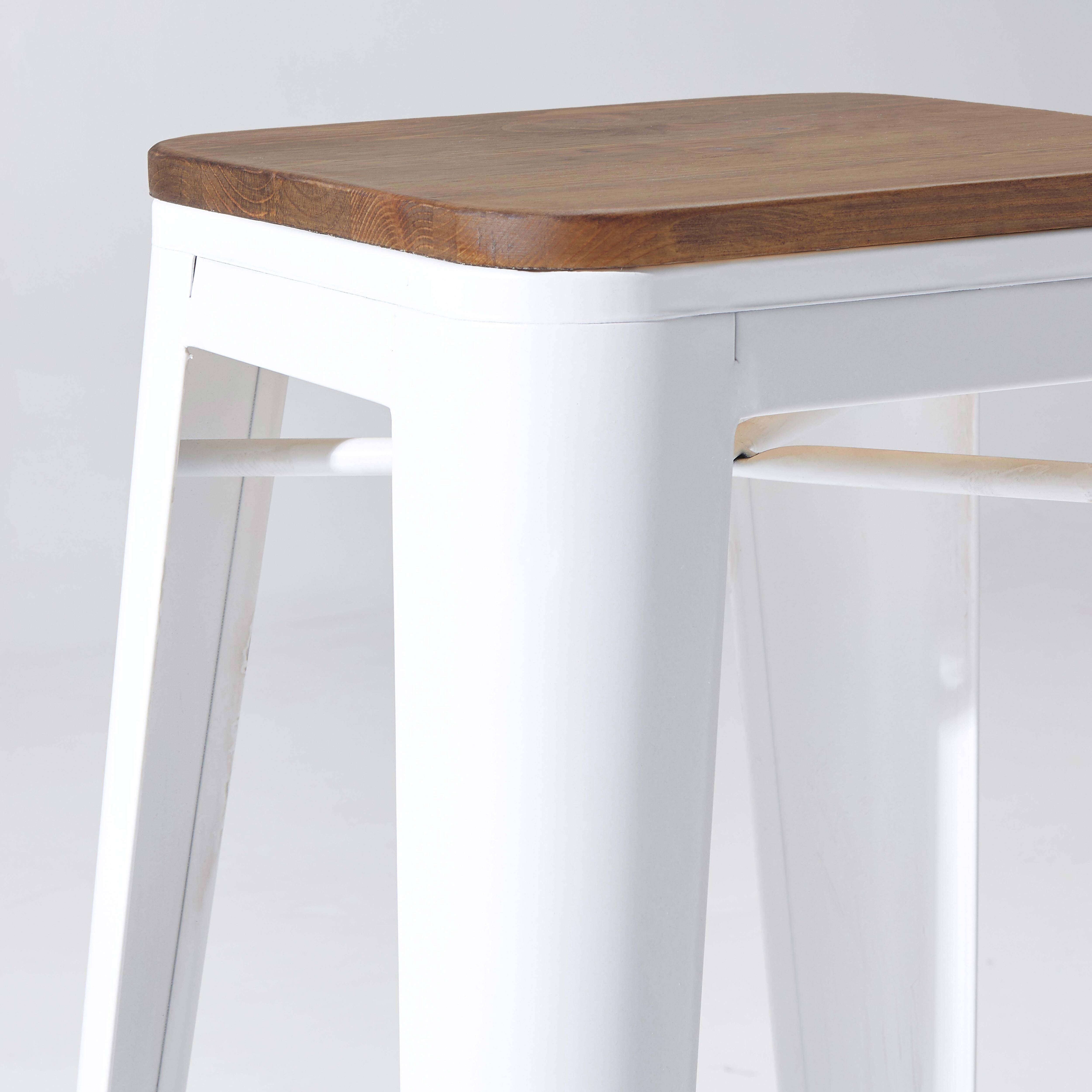 Oviala - Lot de 4 tabourets de bar en acier blanc Indus - Oviala - Image 3