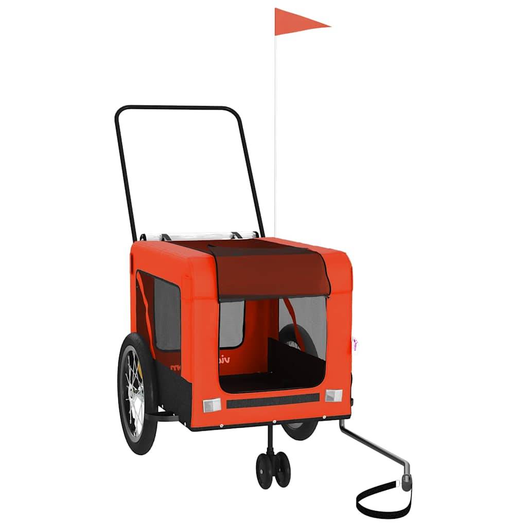 Remorque de vélo pour animaux tissu Oxford et fer orange et noir 63 x 123 x 66 cm - PANGIVO - Image 3