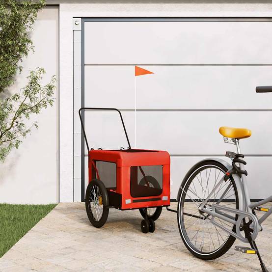 Remorque de vélo pour animaux tissu Oxford et fer orange et noir 63 x 123 x 66 cm - PANGIVO - Image 1