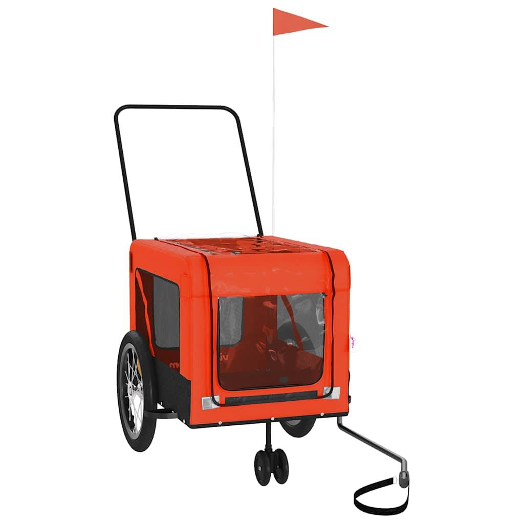 Remorque de vélo pour animaux tissu Oxford et fer orange et noir 63 x 123 x 66 cm - PANGIVO - Image 2