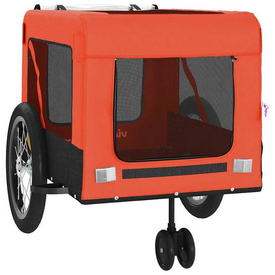 Remorque de vélo pour animaux tissu Oxford et fer orange et noir 63 x 123 x 66 cm - PANGIVO - Image 6