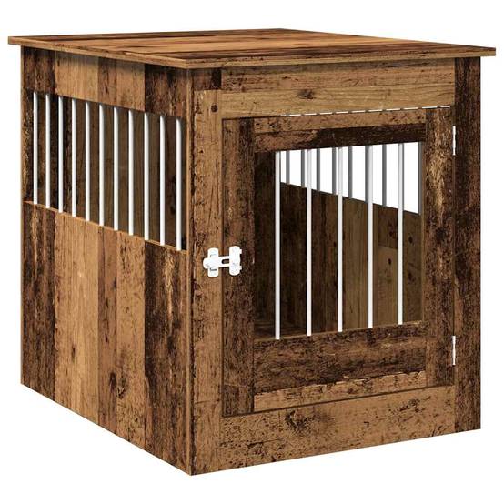 Meuble de cage chiens - Cage meuble pour chien vieux bois 64,5x80x71cm bois d'ingénierie - Image 1
