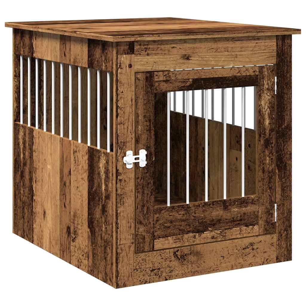 Meuble de cage chiens - Cage meuble pour chien vieux bois 64,5x80x71cm bois d'ingénierie - Image 1
