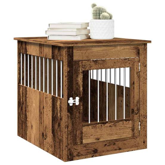 Meuble de cage chiens - Cage meuble pour chien vieux bois 64,5x80x71cm bois d'ingénierie - Image 2