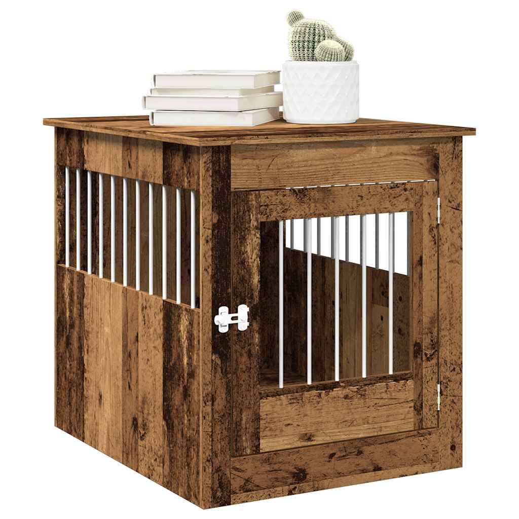 Meuble de cage chiens - Cage meuble pour chien vieux bois 64,5x80x71cm bois d'ingénierie - Image 2