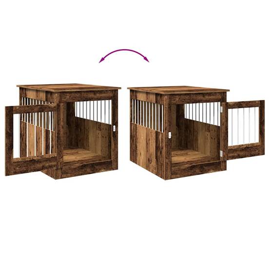 Meuble de cage chiens - Cage meuble pour chien vieux bois 64,5x80x71cm bois d'ingénierie - Image 8