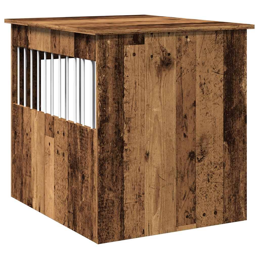 Meuble de cage chiens - Cage meuble pour chien vieux bois 64,5x80x71cm bois d'ingénierie - Image 7