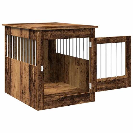 Meuble de cage chiens - Cage meuble pour chien vieux bois 64,5x80x71cm bois d'ingénierie - Image 5