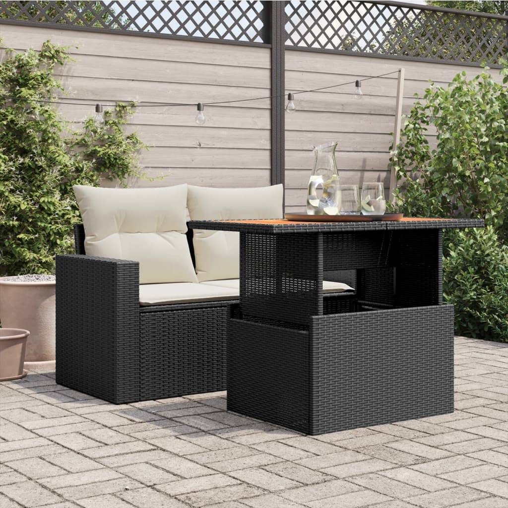 PANGIVO - Table de jardin résine tressée bois acacia noire 100 x 55 x 73 cm - PANGIVO - Image 3