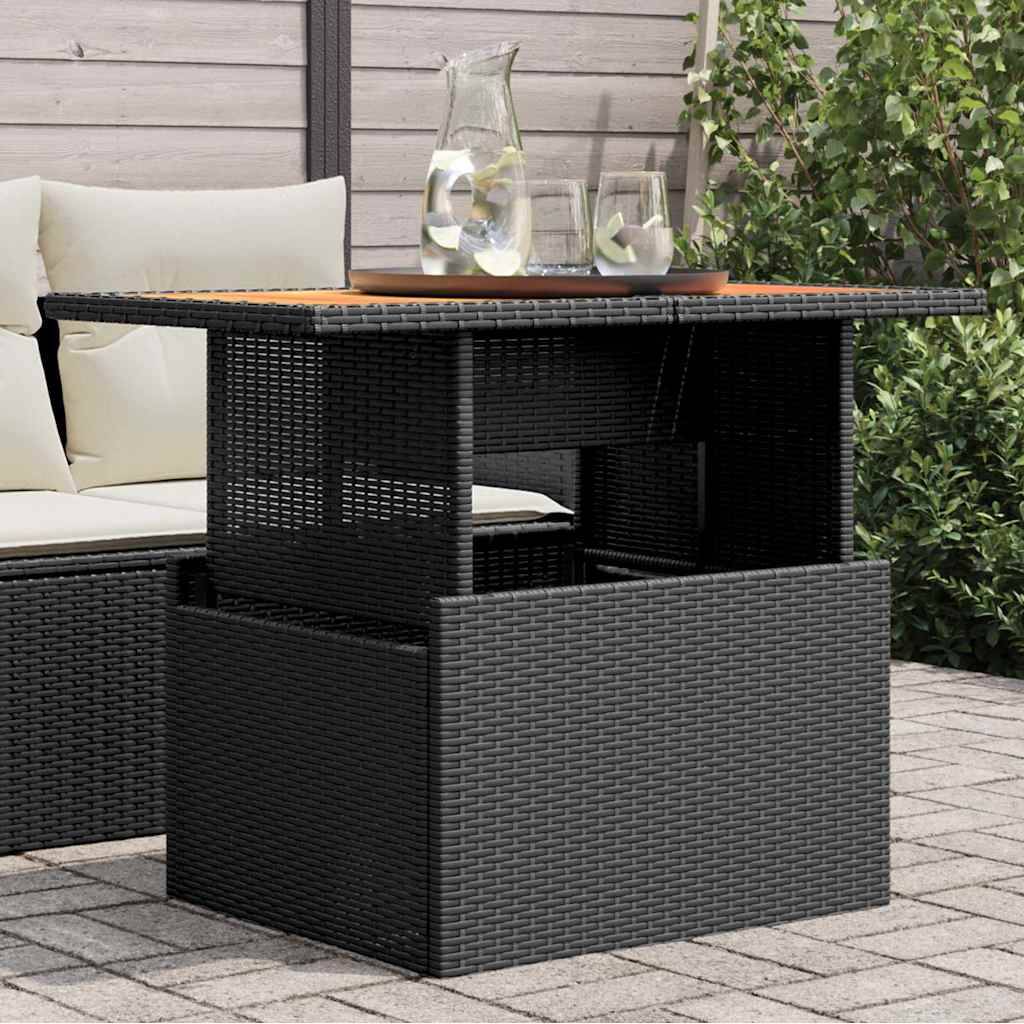 PANGIVO - Table de jardin résine tressée bois acacia noire 100 x 55 x 73 cm - PANGIVO - Image 1