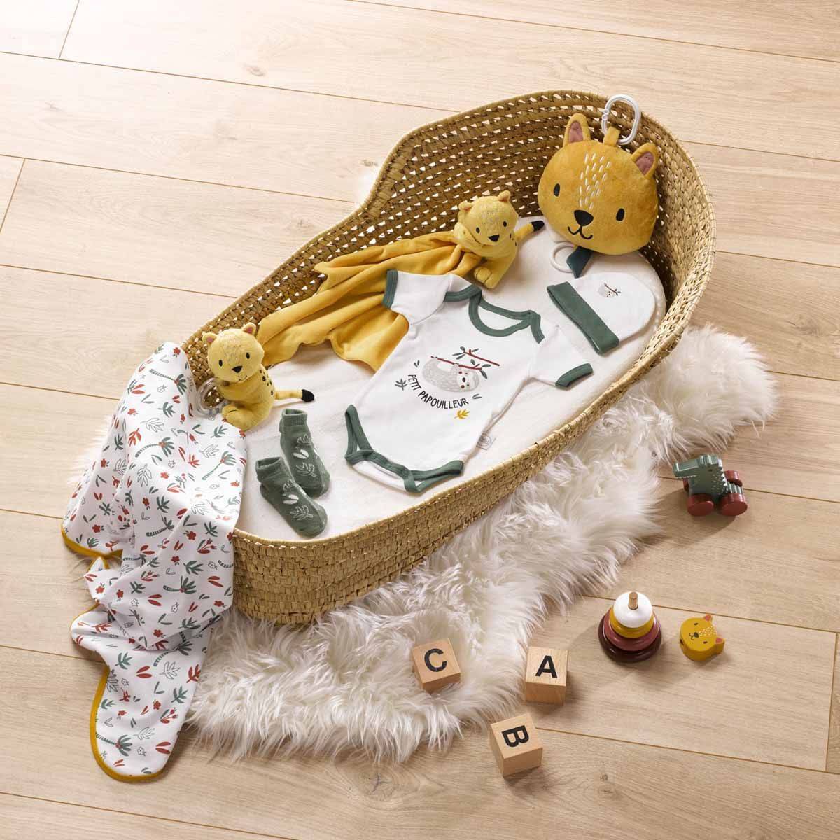 Doudou & Plaid Bébé "Sweet Savane" 80x100cm Jaune - Image 2