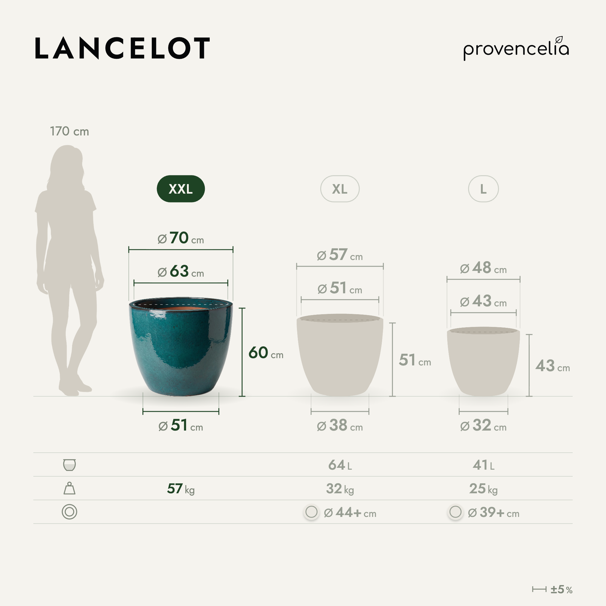 Provencelia - Pot LANCELOT 70x60cm lagon tropical - Image 2