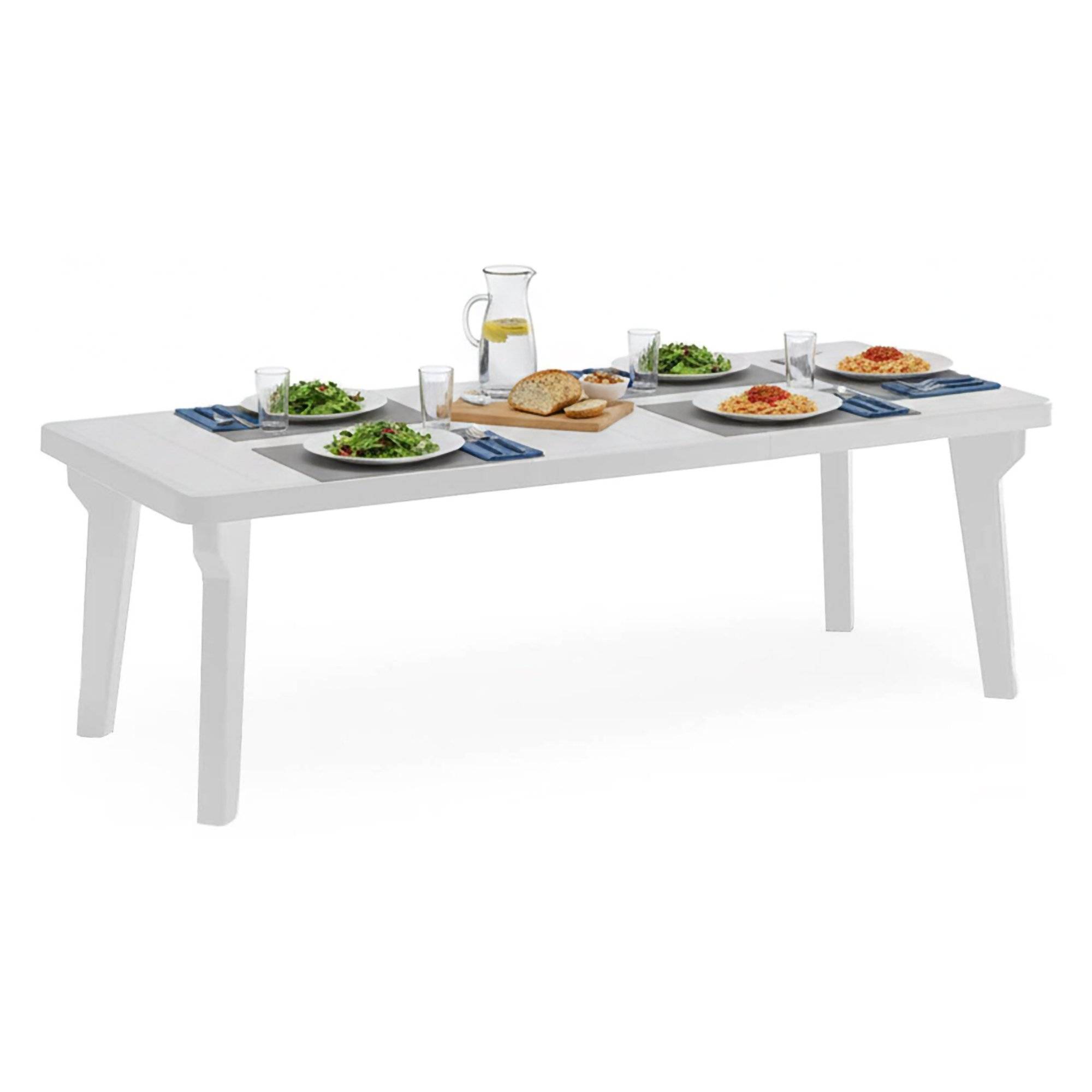 Dmora - Table d'extérieur Mercurio, Base pique-nique, Table de jardin, Table d'extérieur polyvalent, Made in Italy, 160/220x90 h74 cm, Blanc - Imagen 1