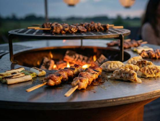 Purline - Barbecue Braséro charbon acier corten cuivré avec plancha Ø60cm EFP56CO – Purline - Image 6