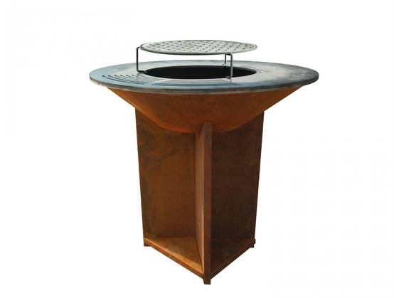 Purline - Barbecue Braséro charbon acier corten cuivré avec plancha Ø60cm EFP56CO – Purline - Image 1