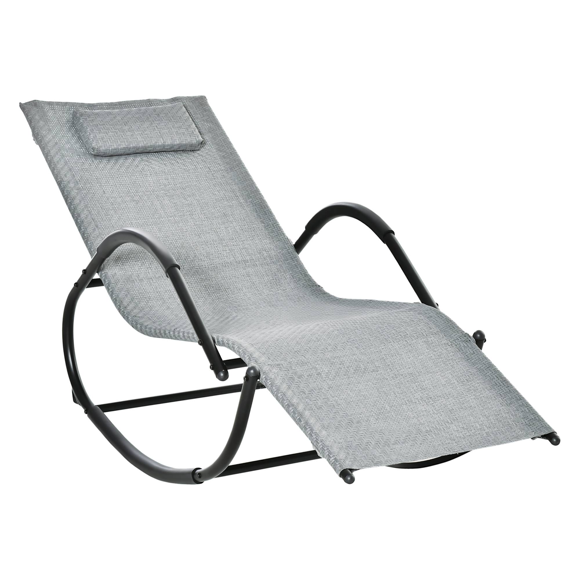 Outsunny - Chaise longue à bascule rocking chair design contemporain dim. 160L x 61l x 79H cm métal textilène gris - Outsunny - Imagen 1