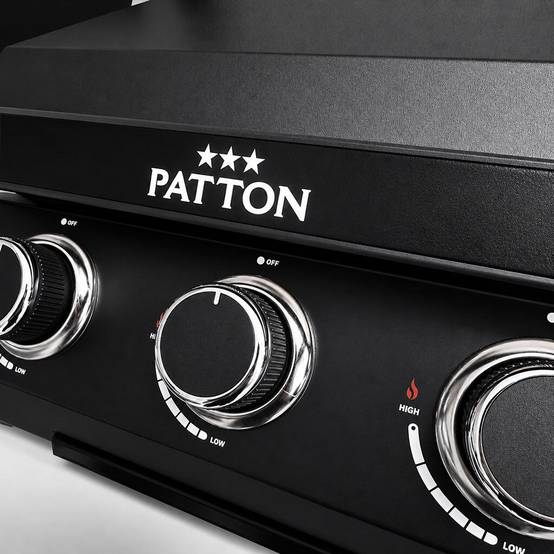 Plancha à gaz à poser Patton Vigor D300 avec 3 brûleurs, couvercle et plaque de cuisson en acier inoxydable - Noir - Image 6