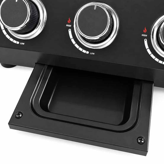 Plancha à gaz à poser Patton Vigor D300 avec 3 brûleurs, couvercle et plaque de cuisson en acier inoxydable - Noir - Image 8