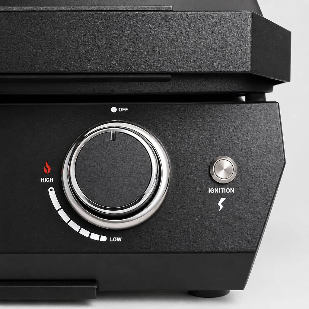 Plancha à gaz à poser Patton Vigor D300 avec 3 brûleurs, couvercle et plaque de cuisson en acier inoxydable - Noir - Image 7