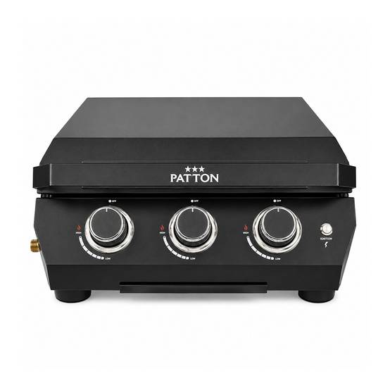 Plancha à gaz à poser Patton Vigor D300 avec 3 brûleurs, couvercle et plaque de cuisson en acier inoxydable - Noir - Image 1
