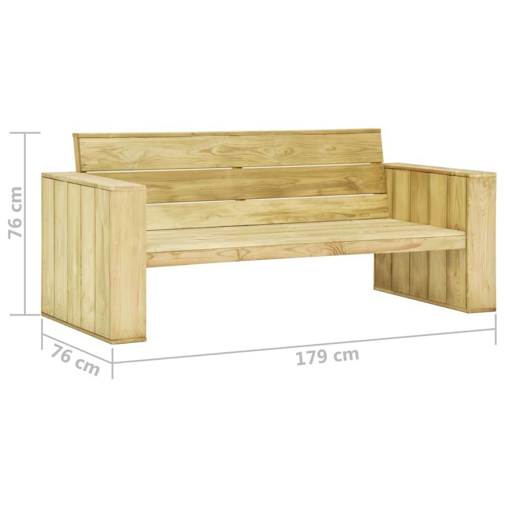 Helloshop26 - Banc de jardin meuble de patio d'extérieur terrasse avec coussins crème 179 x 76 x 76 cm pin imprégné - Imagen 4
