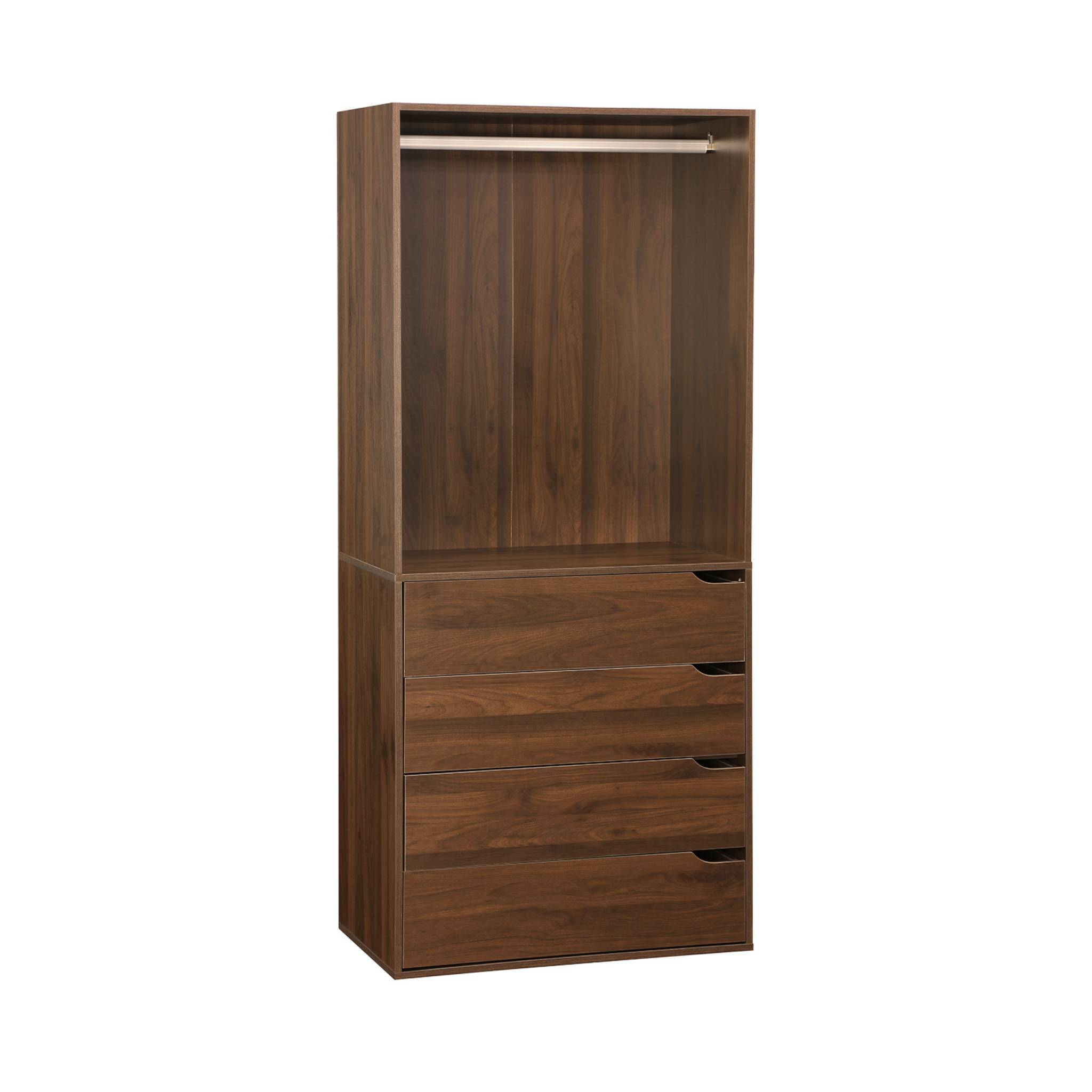 Module dressing blanc avec 1 penderie. 6 étagères et 1 porte. L 100 x P 48 x H 190 cm | sweeek - Gamm vert