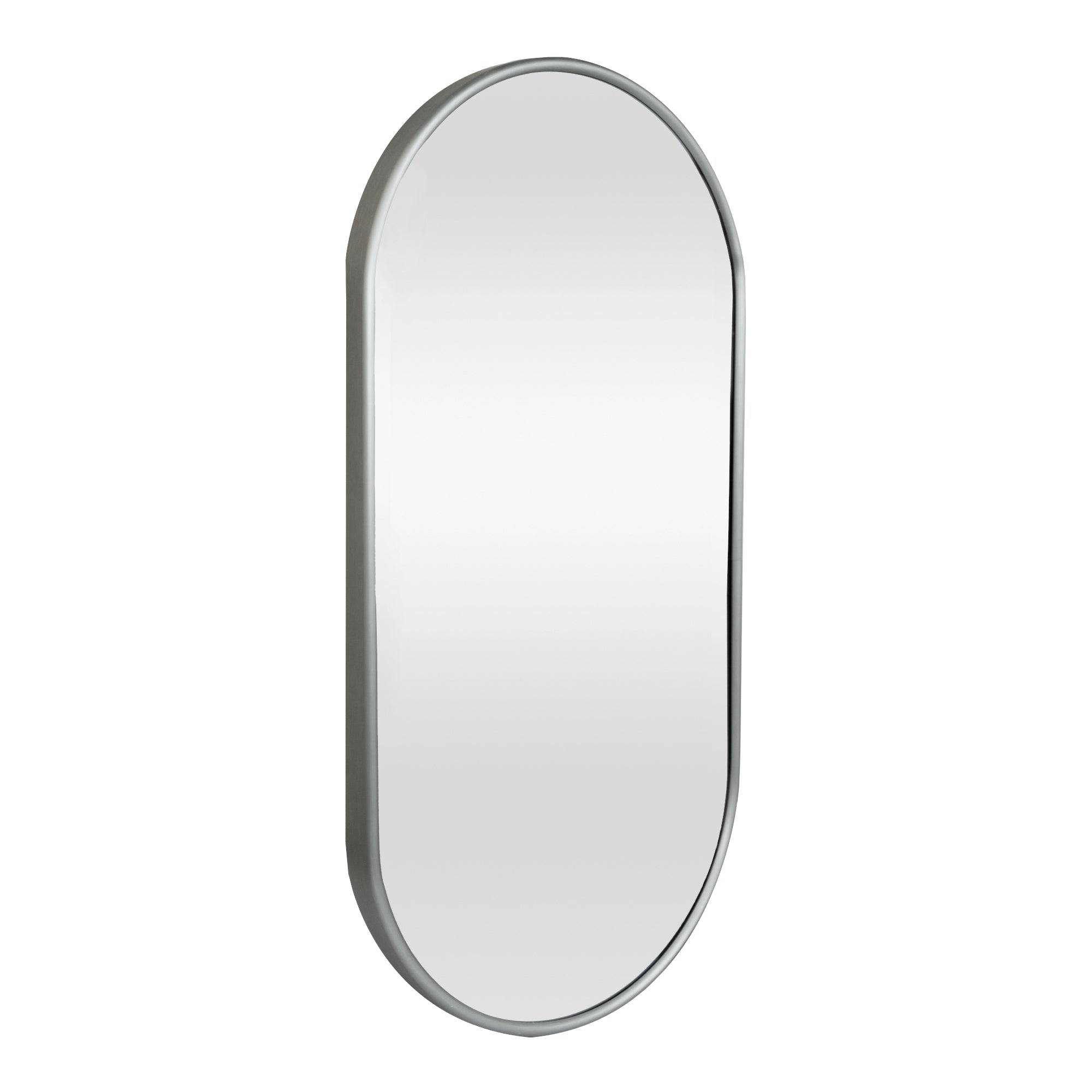Helloshop26 - Miroir mural ovale 30 x 60 cm gris graphite - Imagen 1