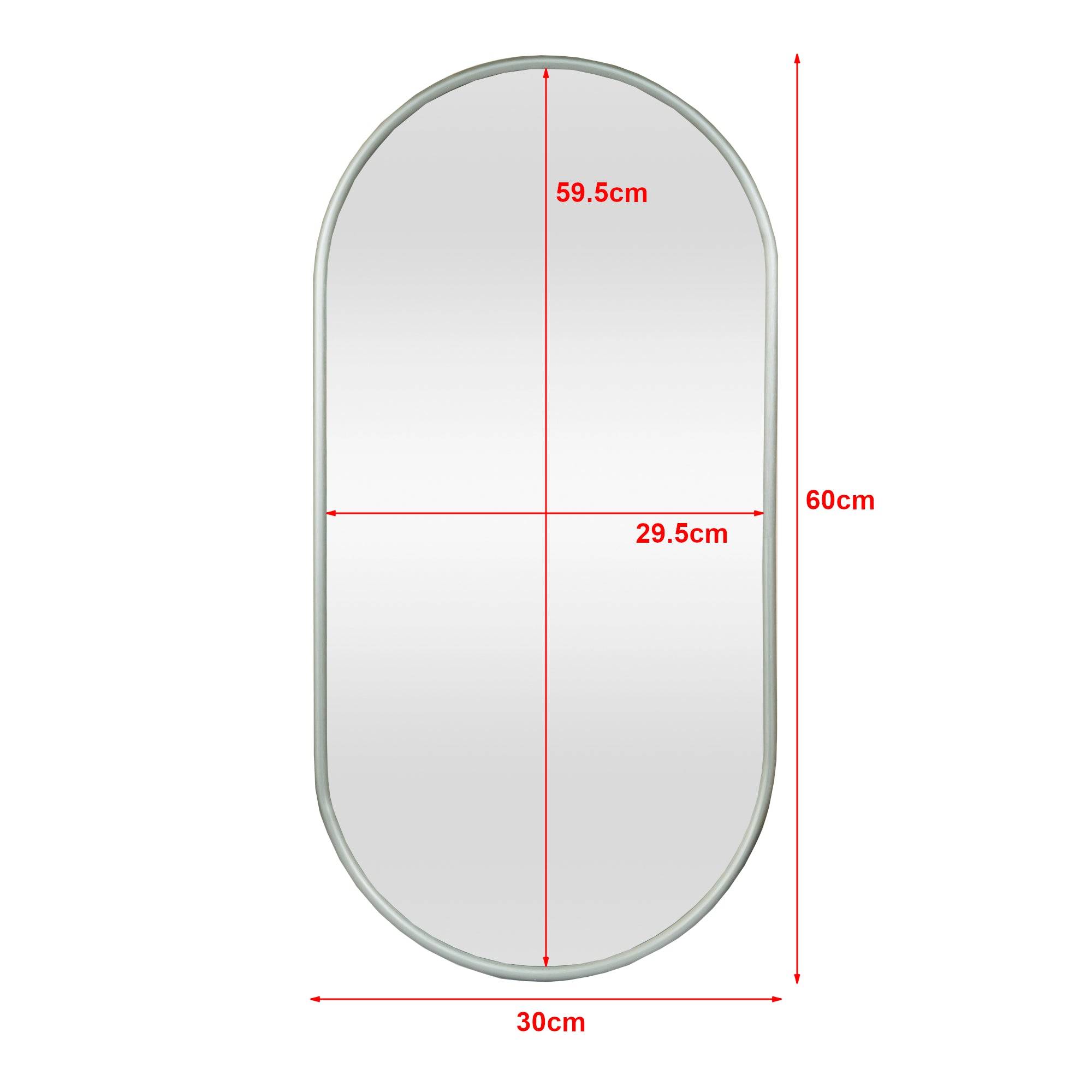 Helloshop26 - Miroir mural ovale 30 x 60 cm gris graphite - Imagen 3