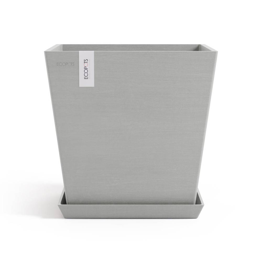 Ecopots - Pot Carré Rotterdam 35 Blanc Gris + réservoir d'eau - 35,2 x 35,2 x H. 34 cm - 30 L ECOPOTS - Imagen 3