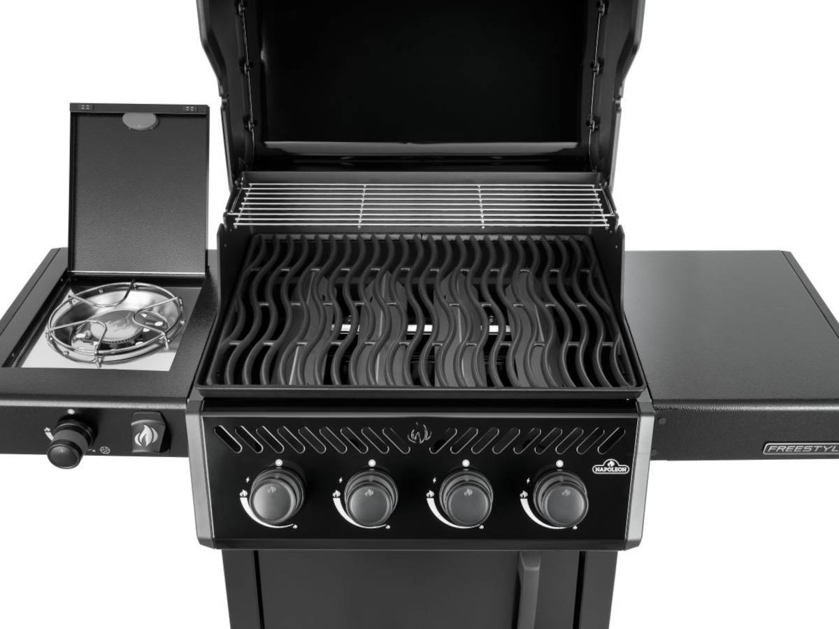 Napoleon - Barbecue gaz Freestyle 425 noir 4 brûleurs + 1 réchaud latéral + Rôtissoire + Plateau charbon + Boitier de fumage - Napoléon - Image 5