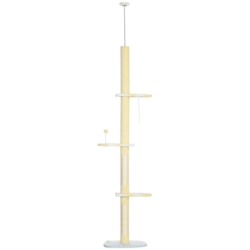 Arbre à chat réglable antidérapant, poteaux sisal 220-260H x47L x34Wcm jaune blanc bleu - Image 1