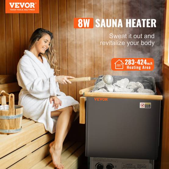 VEVOR Poêle Sauna Électrique 8 kW Contrôleur Intégré Spa Domestique pour 8-12 m³ - Image 2