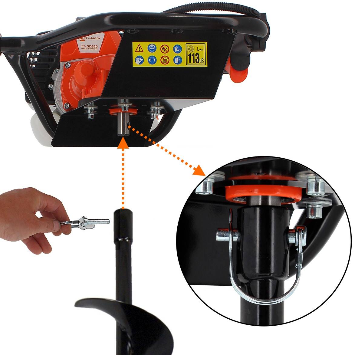 Gt Garden - Tarière thermique 52 cm3 + mèches 150 et 250 mm - GT GARDEN - Imagen 5