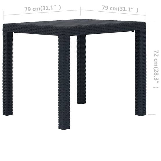 Table de jardin Plastique Anthracite 79 x 79 x 72 cm - PANGIVO - Image 5