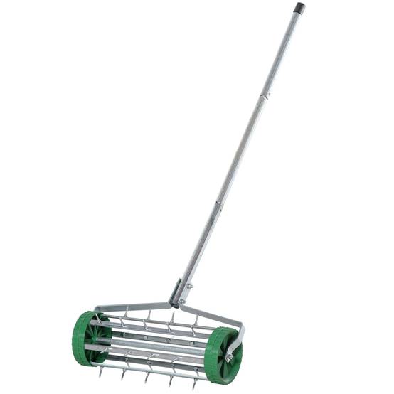 ComfortXL - Aérateur de gazon acier galvanisé 43,5 cm argent pour pelouse avec pointes profondes et manche réglable - Image 2
