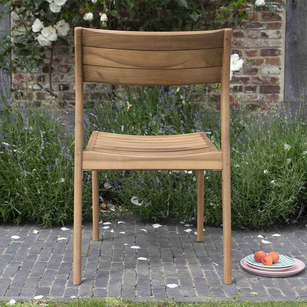 Wilsa Garden - Chaise de jardin en bois teck empilable NAPLES - Image 4